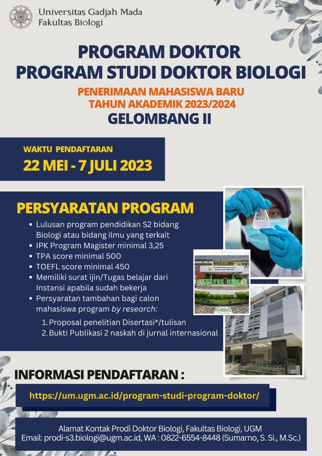 Penerimaan Mahasiswa Baru Program Doktor Program Studi Doktor Biologi ...